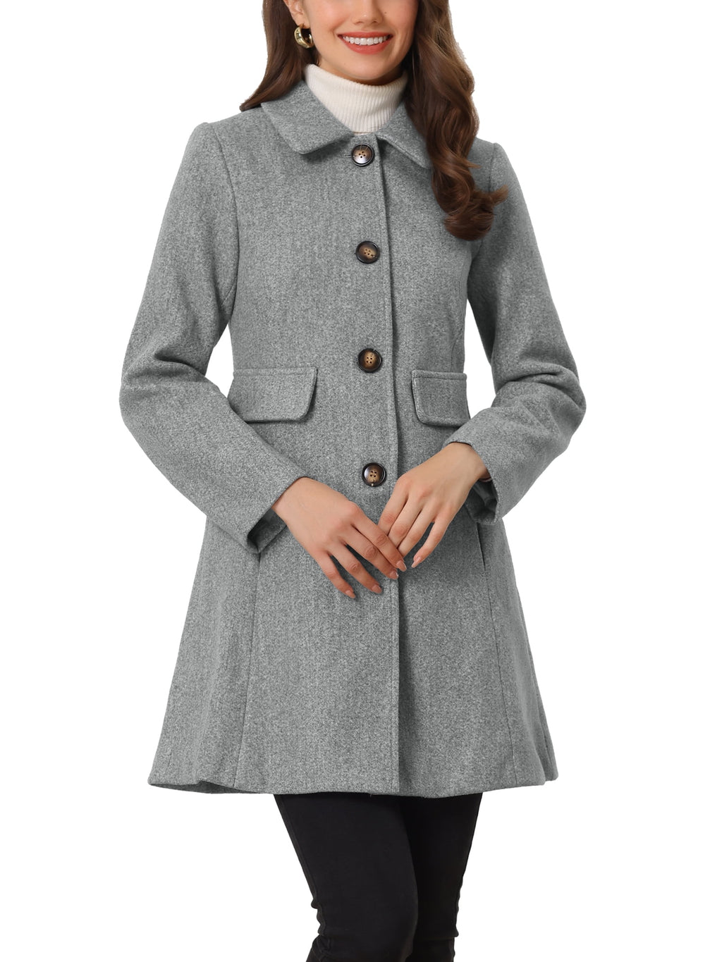 Women's Vintage Lapel Coat Single Breasted Mid-Length Winter Coat