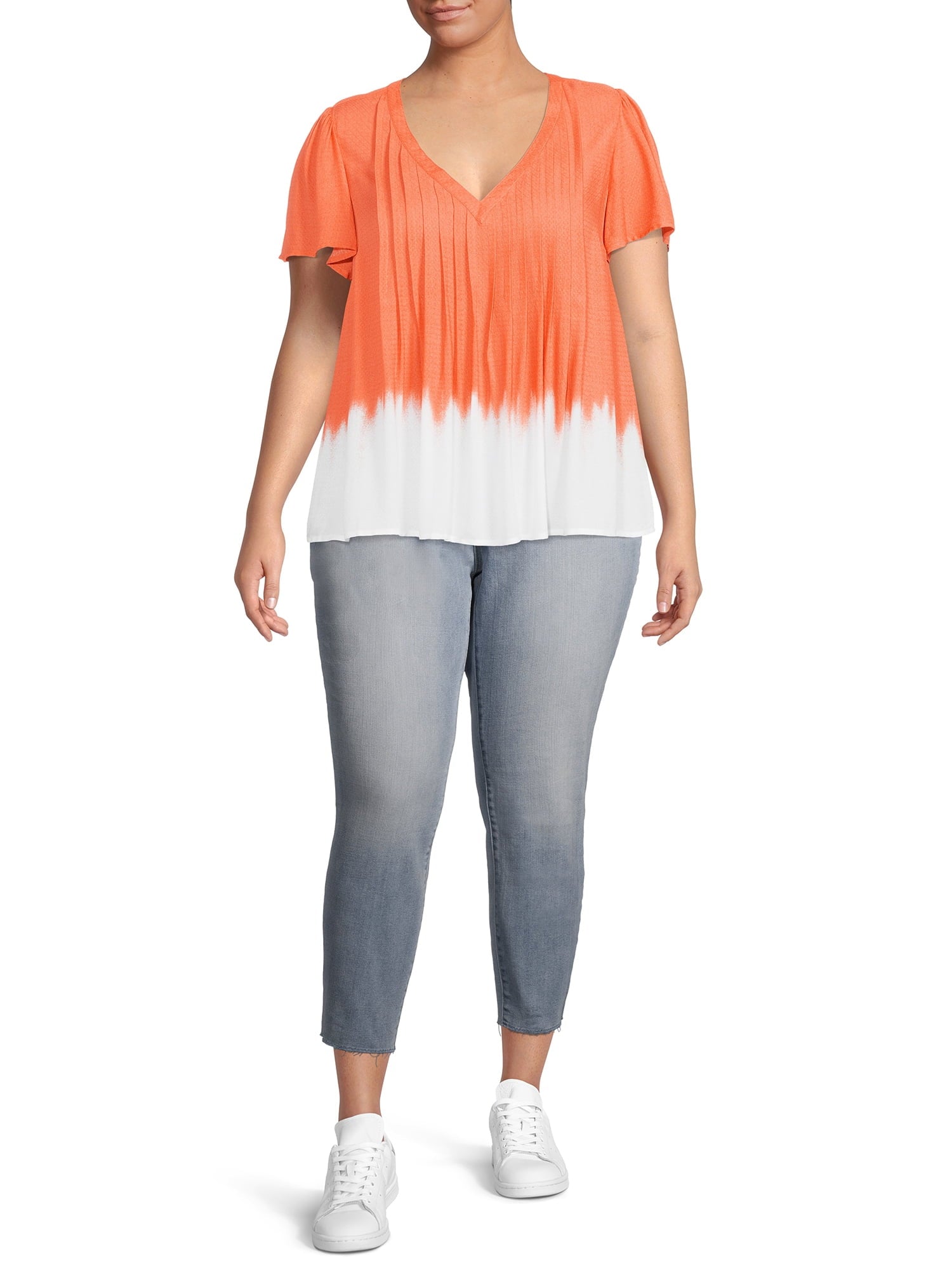 Women's Plus Size Pleated Short Sleeve Shirt