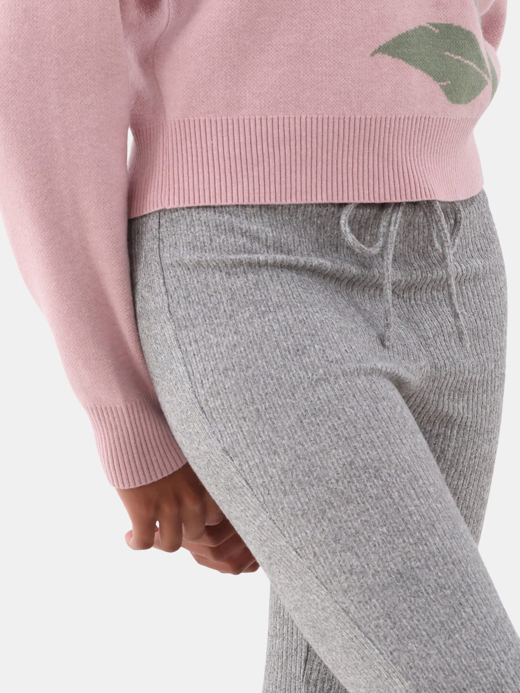 Brushed ribbed flared pants, women's