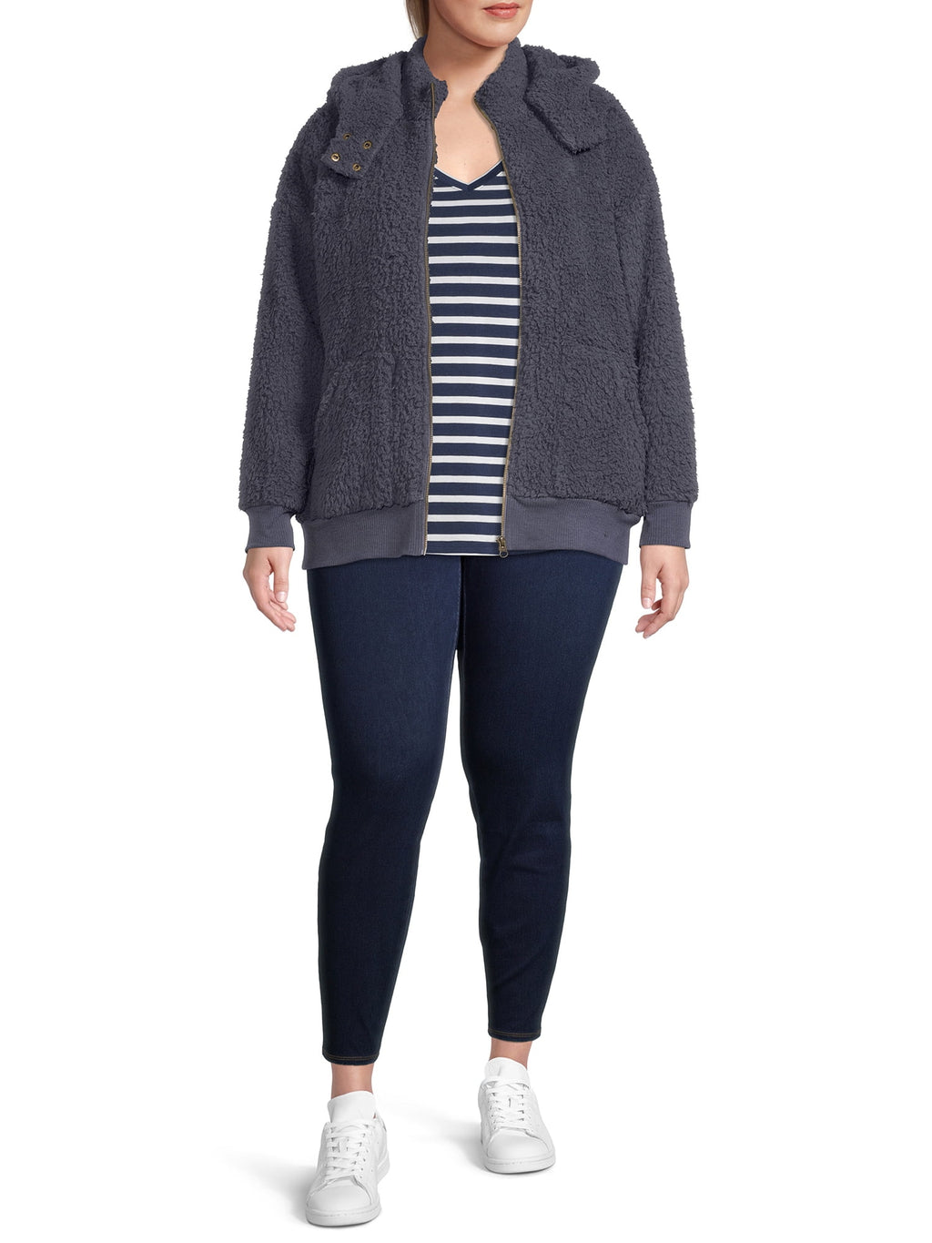 Women's Plus Size Full Zip Sherpa Jacket