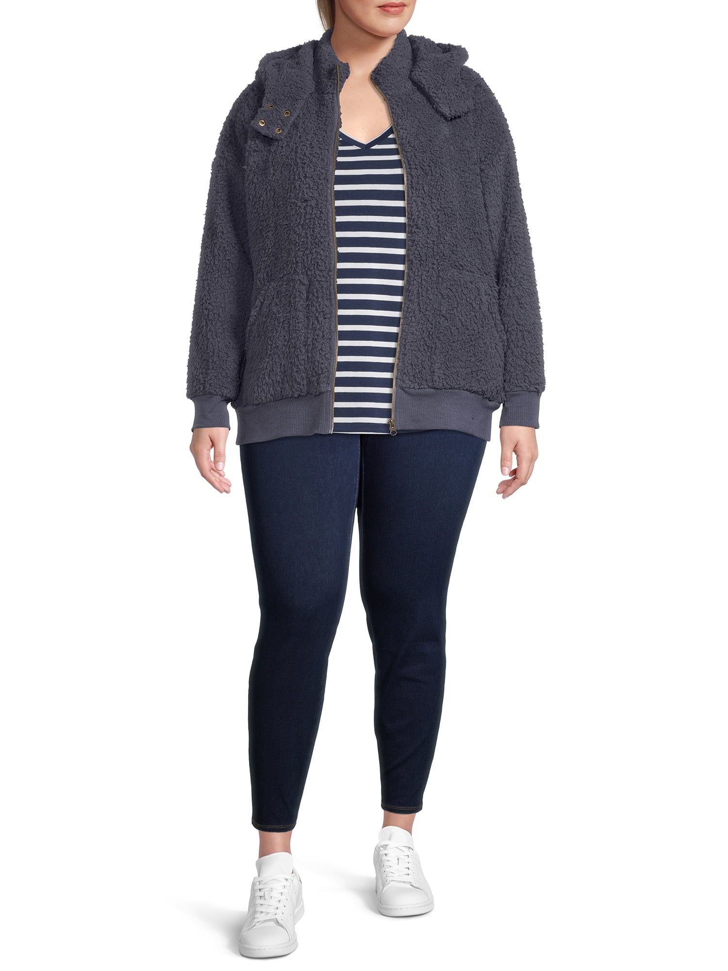 Women's Plus Size Full Zip Sherpa Jacket