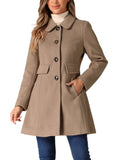 Women's Vintage Lapel Collared Overcoat Single Breasted Mid-Long Winter Coat